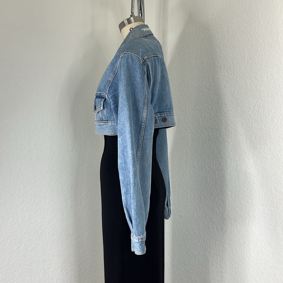 Off-White Virgil Abloh Cropped Denim Jacket 'Handmade' Applique Jean Jacket - Picture 6 of 16